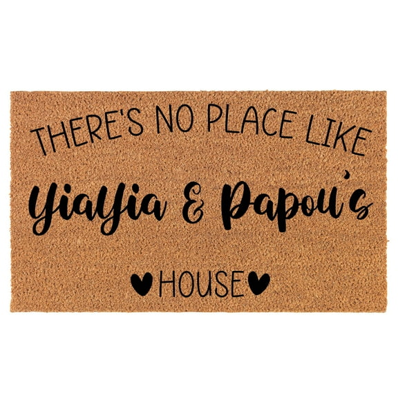 Welcome Doormat Coco Coir Door Mat Gift YiaYia & Papou's Hearts Grandparents Gift (24" x 16")