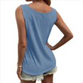 thumbnail image 3 of Camiseta Sin Mangas con Botones Delanteros para Mujer, Verano 2025, Informal, Holgada, con Cuello Redondo, Sin Mangas, Azul , Talla M, 3 of 6