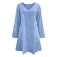 thumbnail image 4 of RYDCOT Spring Dresses for Women Fashion V Neck Long Sleeve Summer Knee Length Dress Casual Beach Vacation Clothes Dresses Light Blue, 4 of 9