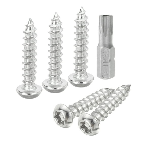 10pack M6 x 30mm Button Head Torx Security Sheet Metal Screws with T30 Bit