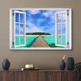 thumbnail image 2 of wall26 Canvas Print Wall Art Window View Pier to Tropical Island Vacation Getaway Wilderness Nature Photography Realism Scenic Landscape Colorful Multicolor for Living Room, Bedroom, Office - 32&quot, 2 of 5