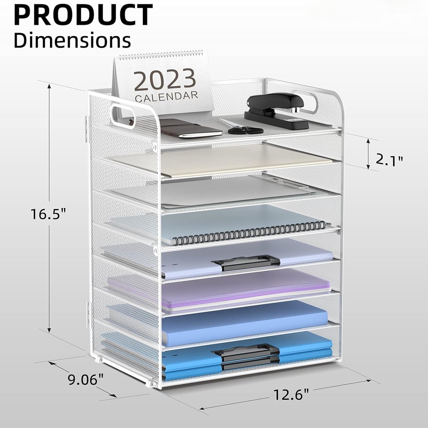 INTIGE 8-Tier Paper Letter Tray Organizer with Handles, Desk Organizers & Accessories, Desk Paper Organizer for Office, Home