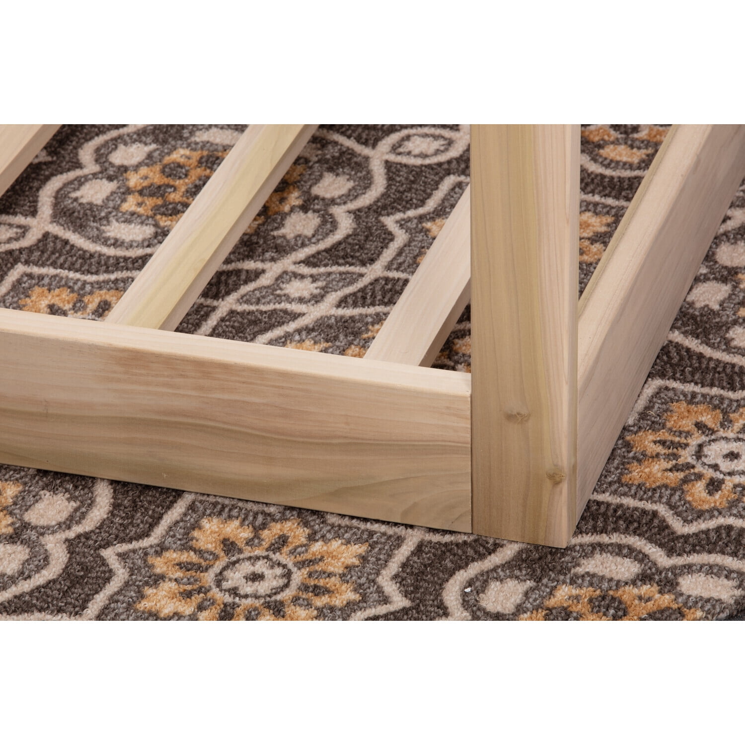 HomeStock French Fabulous Twin Size House Bed on Raised Platform with Side Rails on Three Sides