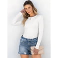 thumbnail image 3 of ANRABESS Top de punto acanalado de manga larga, corte slim fit, blanco, talla L, 3 of 6
