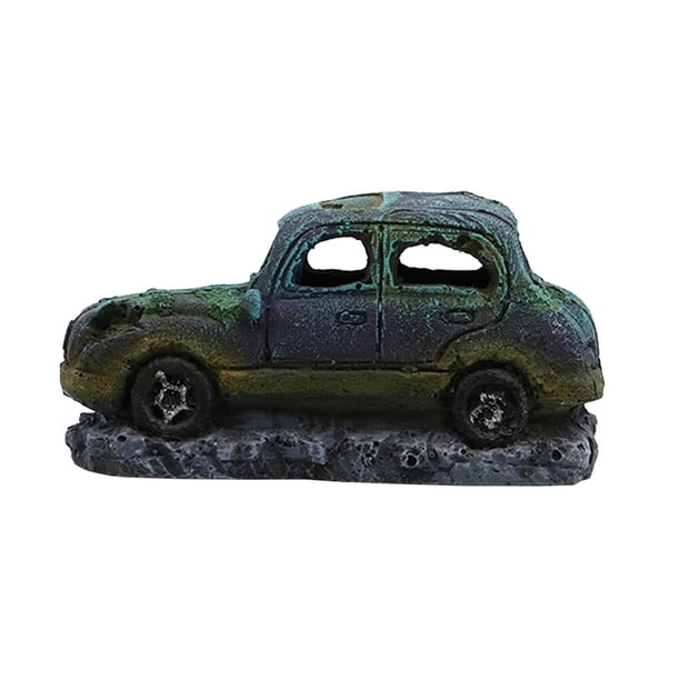 KAKOWELY Adorno decorativo para acuario, refugio para peces y camarones, diseño de coche, manualidades para acuarios