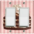 thumbnail image 1 of Metal Light Switch Plate Cover Layered Marshmallow Cake Striped Wallpaper Pink CAK058, 1 of 13
