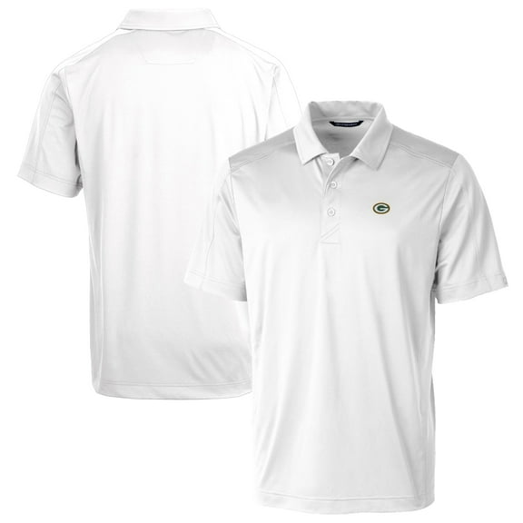 Men's Cutter & Buck White Green Bay Packers Prospect Textured Stretch Polo