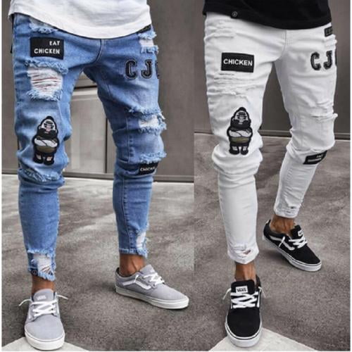 Mens Skinny Jeans With Embroidered Patterns Slim Fit Stretch Denim For  Bikers And Distress High Quality Pencil Jeans Trousers For Men From Db56,  $43.99