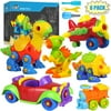 TURNADA Dinosaur Toys Take Apart Toys with Tools - Set of 6 Building STEM Toys Including Dinosaurs, Airplane, Train, Car Construction Engineering Building Play Set for Kids Age 3 - 12 Years Old