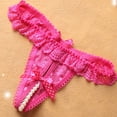 thumbnail image 2 of Gibobby Bikini elástico con algodón Bragas sexy para mujer Tangas encaje con perlas（Rosa，Talla única), 2 of 3