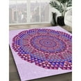 thumbnail image 3 of Ahgly Company Machine Washable Indoor Rectangle Transitional Bright Lilac Purple Area Rugs, 5' x 8', 3 of 7