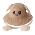 thumbnail image 4 of Sombrero de paja de conejito, gorra de pescador con aleros grandes, protección solar, duradera y bonita. Caqui, 4 of 9