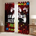 thumbnail image 2 of Erosebridal Geometric Gampad Curtains Pack of 2 (52x84), Abstract Honeycomb 30%-50% Blackout Curtains for Bedroom, Game Player 30%-50% Black Out Curtains, Window Drapes Bedroom Decorative, 2 of 6