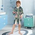 thumbnail image 5 of FORMRS Niños Bathrobe Unisex Hooded Robe Soft Plush Pajamas Sleepwear, Size 10-12T, Green Floral, 5 of 7