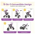 thumbnail image 3 of Tricycle, 5-in-1 Folding Baby Trike Stroller w/Adjustable Handle & Canopy, Reversible Seat, Safety Belt, Folding Pedal, , Storage, Push Tricycle for Toddlers 1-5 Years Old (), 3 of 9