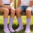 thumbnail image 4 of ZACPNCV 5 Pair Girls Ruffle Socks Cute Frilly Crew Socks for Toddler Kids Breathable Ribbed Knit Ankle Socks School Uniform Socks A-Yellow, 4 of 6