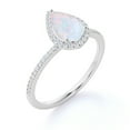 thumbnail image 4 of JeenMata 1.25 ct Pear Cut Opal and Moissanite Halo Wedding Ring in 18k White Gold over Silver, 4 of 7