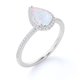 thumbnail image 4 of JeenMata Anillo de Bodas de 1,25 Uds con Halo de Moissanita y Ópalo de Fuego de Talla Pera en Oro Blanco de 18 K sobre Plata, 4 of 6