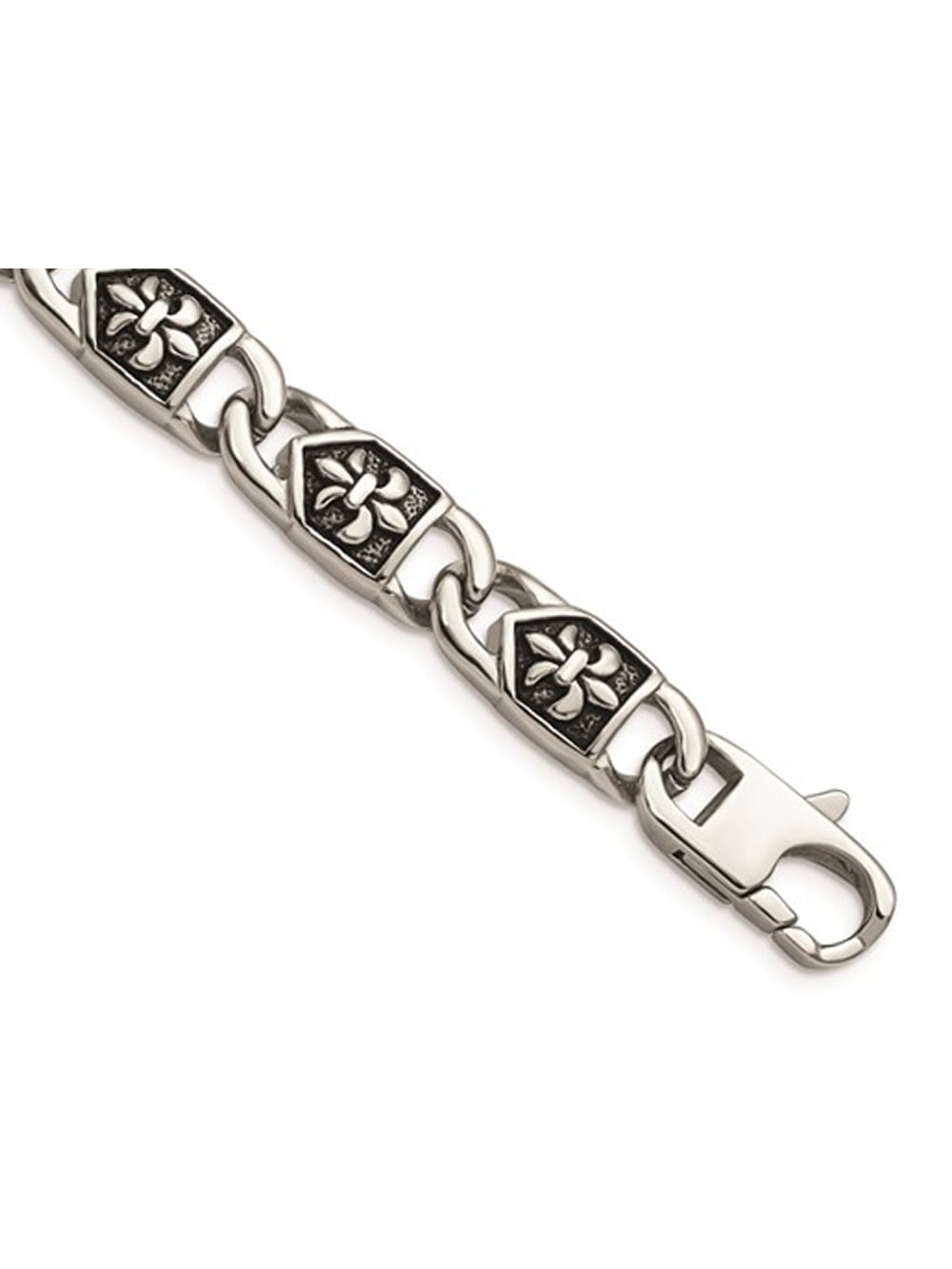 Mens Stainless Stee Antiqued Fleur De Lis Bracelet Bracelet (8.75 inches) for Men