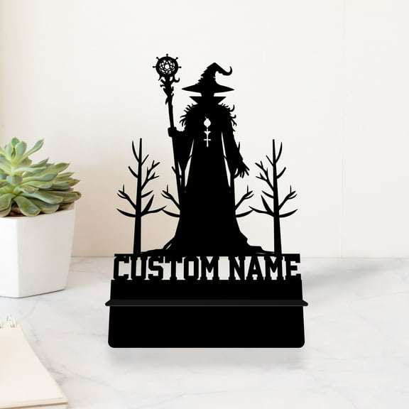 Craftnamesign Custom Witch Metal Cell Phone Desk Holder, Metal Wizard Phone Holder Phone Stand