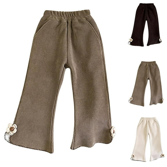 Fesfesfes Girls Flare Pants Bottoms Baby Girls Casual Wide Leg Pants Toddler Long Pants Outdoor Wear Pants