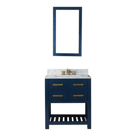 Water Creation Madalyn 30" Wood Single Bathroom Vanity in Blue/White