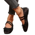 thumbnail image 6 of HTHLVMD Breathable Mesh Shoes, Women Dress Flats, Lace Ballet Flats, Mary Janes, Women's Lace Ballet Flats Cross Strap Mesh Breathable Mary Jane Shoes Low Cut Slip-On Dress Flats, Black 8, 6 of 8