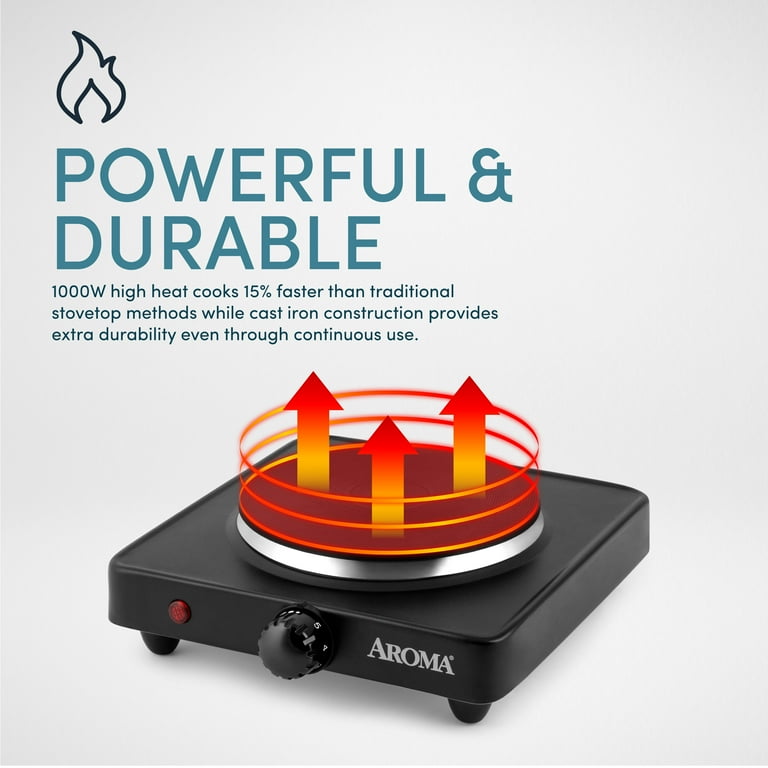 Aroma AHP-303 Single-Burner Portable Electric Range Hot Plate, Black