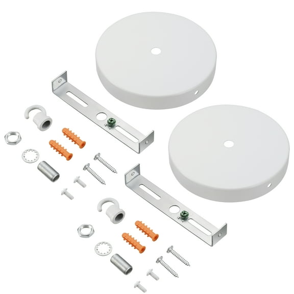 Aspen Creative 21510-22 Contemporary Chandelier Fixture Canopy Kit, 4-3/4" Diameter with Hook, 7/16" Center Hole, Matte White, 2 Sets/Pack