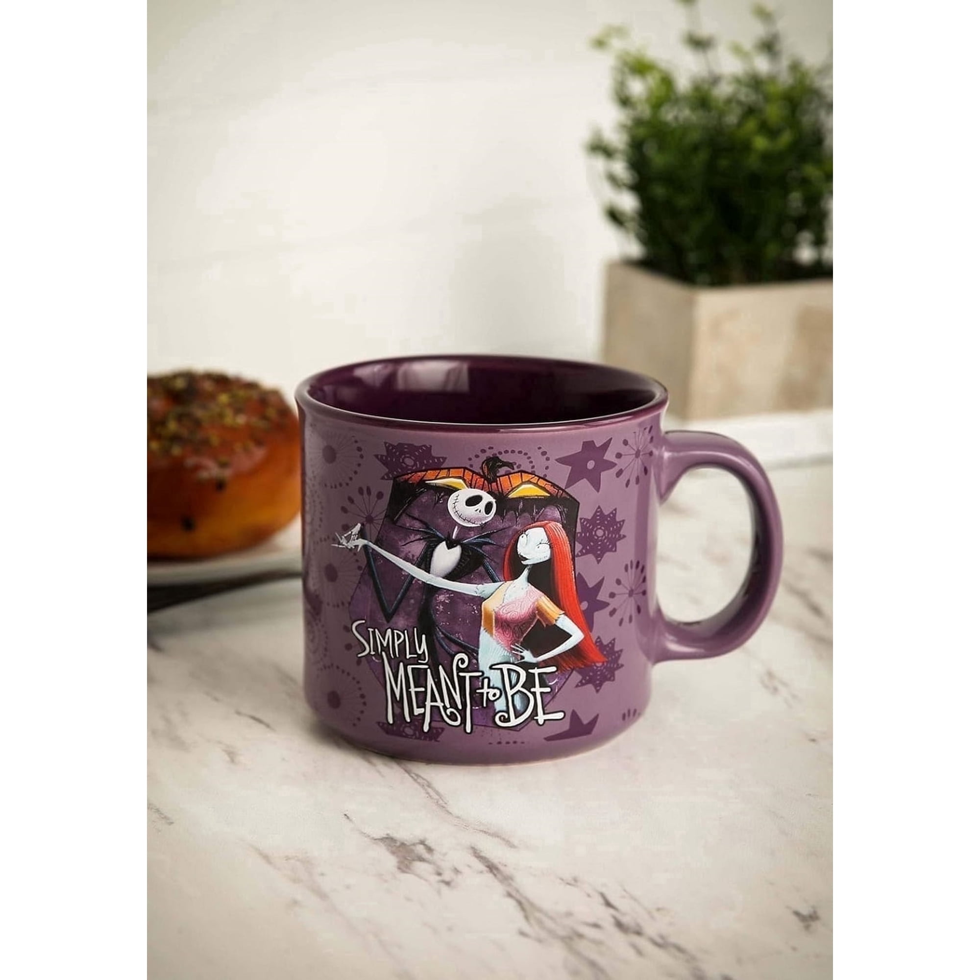 Silver Buffalo Disney "Nightmare Before Christmas" Simply Meant to Be Jack and Sally Ceramic Camper Mug, 20 Ounces