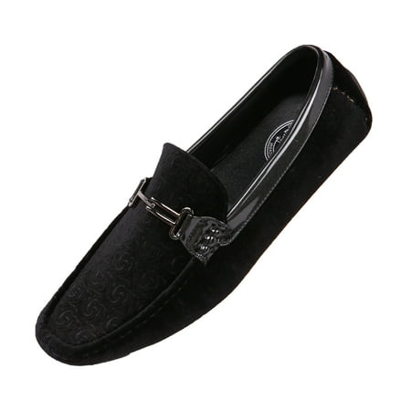 

Amali Mens Slip On Driving Moccasin Velvet Smoking Loafers Black Size 10.5