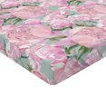 thumbnail image 4 of Ambesonne Floral Fitted Sheet, Pastel Tone Peony Flowers, Twin XL Size, Pale Pink Almond Green, 4 of 5