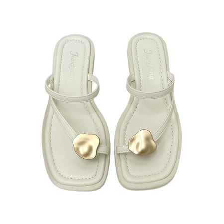 

Tenmix Women s Sandal Slip On Strappy Sandals Summer Slides Beach Casual Shoes Ladies Clip Toe Lightweight Flip Flops Beige 7