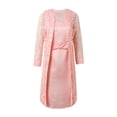 thumbnail image 4 of Bmisegm Women's Fashion Elegant Dresses Sets Long Sleeve Hollow Out Lace Cardigans Formal Dress Party Dress Knee Length Evening Dress Two Piece Set Pink S, 4 of 9