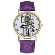 Tersalle Cartoon Crab PU Leather Strap Watch Fashion Simple Quartz Wristwatch T165-A (Mint)