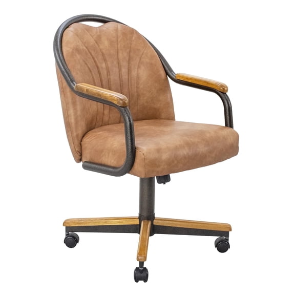 Chromcraft Swivel Tilt Chairs, PU Leather Chair with Rubber Wheels, Ultra Comfy Kitchen Chairs,
