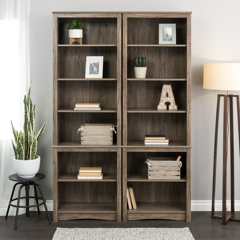 Prepac Tall 6 Shelf Bookcase Drifted Gray Walmart