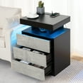 thumbnail image 4 of Hommpa Nightstand Set of 2 Wireless Charging Station USB Port Type C Outlets Modern Bedside Table 3 Drawer Smart LED Nightstand Tall Night Table Gray High Gloss End Side Table for LivingRoom Bedroom, 4 of 8