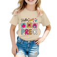 thumbnail image 2 of YunPes First Day of School T Shirt for Girls Hello Pre-K Graphic Short Sleeve Tees Toddler & Big Kids Summer Casual Daily Wear 2-13 Years, 2 of 7