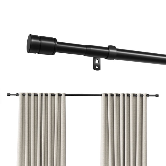 Sindcom Matte Black Curtain Rods for Windows 66 to 120 Inches, 1 Inch Diameter Adjustable Heavy Duty Drapery Rod with Brackets for Living Room, 28"-132"