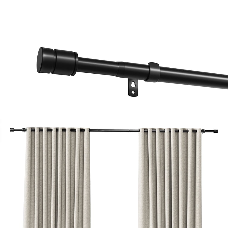 Sindcom Heavy-Duty Matte Black Curtain Rod, 28-132" photo 1