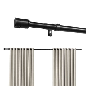 Sindcom Heavy-Duty Matte Black Curtain Rod, 28-132"