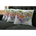 thumbnail image 2 of Ambesonne Cartoon Throw Pillow Cover 4 Pack, Flora and Fauna Heart, 18", Multicolor, 2 of 6