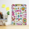 thumbnail image 6 of FMSHPON Peace Sign Guitar Flower Music Rainbow Clipboard Hardboard Wood Nursing Clip Board and Pull for Standard A4 Letter 13x9 inches, 6 of 8