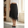 thumbnail image 4 of LMLYSoH Women Skirt Elastic Waist Lace Patchwork Irregular Hem Side Slit Casual Going Out Skirts, 4 of 9