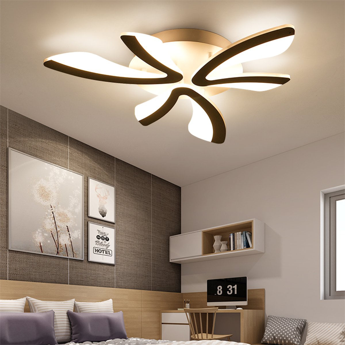US LED Indoor Ceiling Lights Dimmable Remote Control Bedroom Wall Light Fixtures 