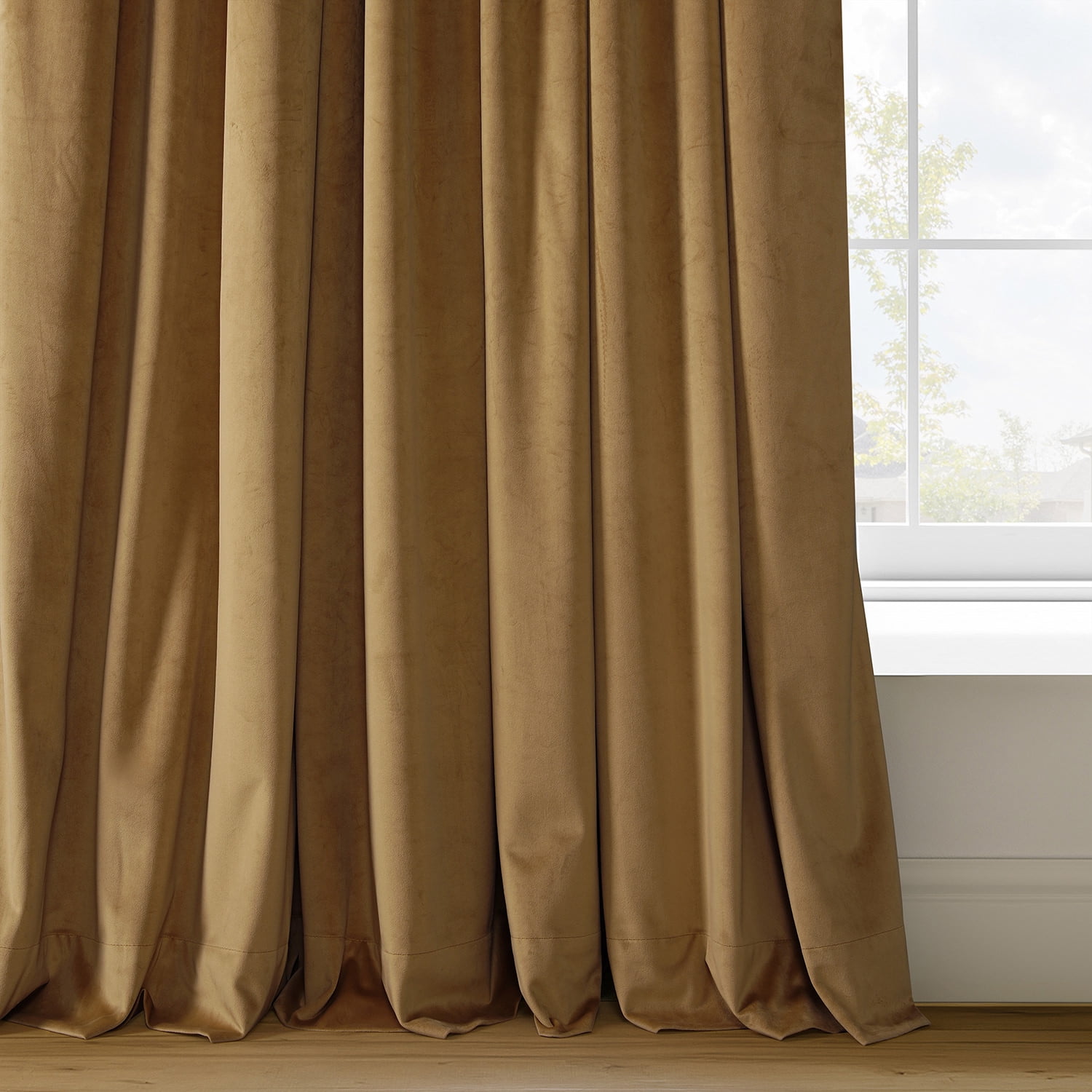 Half Price Drapes Signature Amber Extra Wide Velvet Blackout Curtains (1 Panel), 100WX 108L
