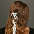 thumbnail image 2 of Unique Bargains 2 Pcs Hair Clip Grace Lace Ribbon Bow Claw Clip White, 2 of 5