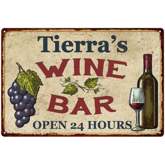 Tierra's Rustic Wine Bar Sign Wall Decor Kitchen Gift 8 x 12 High Gloss Metal 208120056511