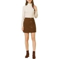 thumbnail image 2 of INSPIRE CHIC Women's Skirt Corduroy High Waist Button Decor A Line Mini Skirt 2XL Brown, 2 of 7